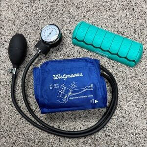 Walgreens Blue Blood Pressure Monitor with Teal Pill Organizer